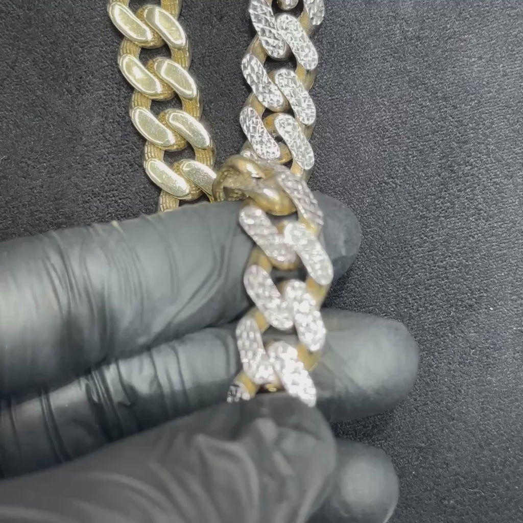 10k Gold Large 25.5" Diamond Cut Monaco Cuban Chain 15mm