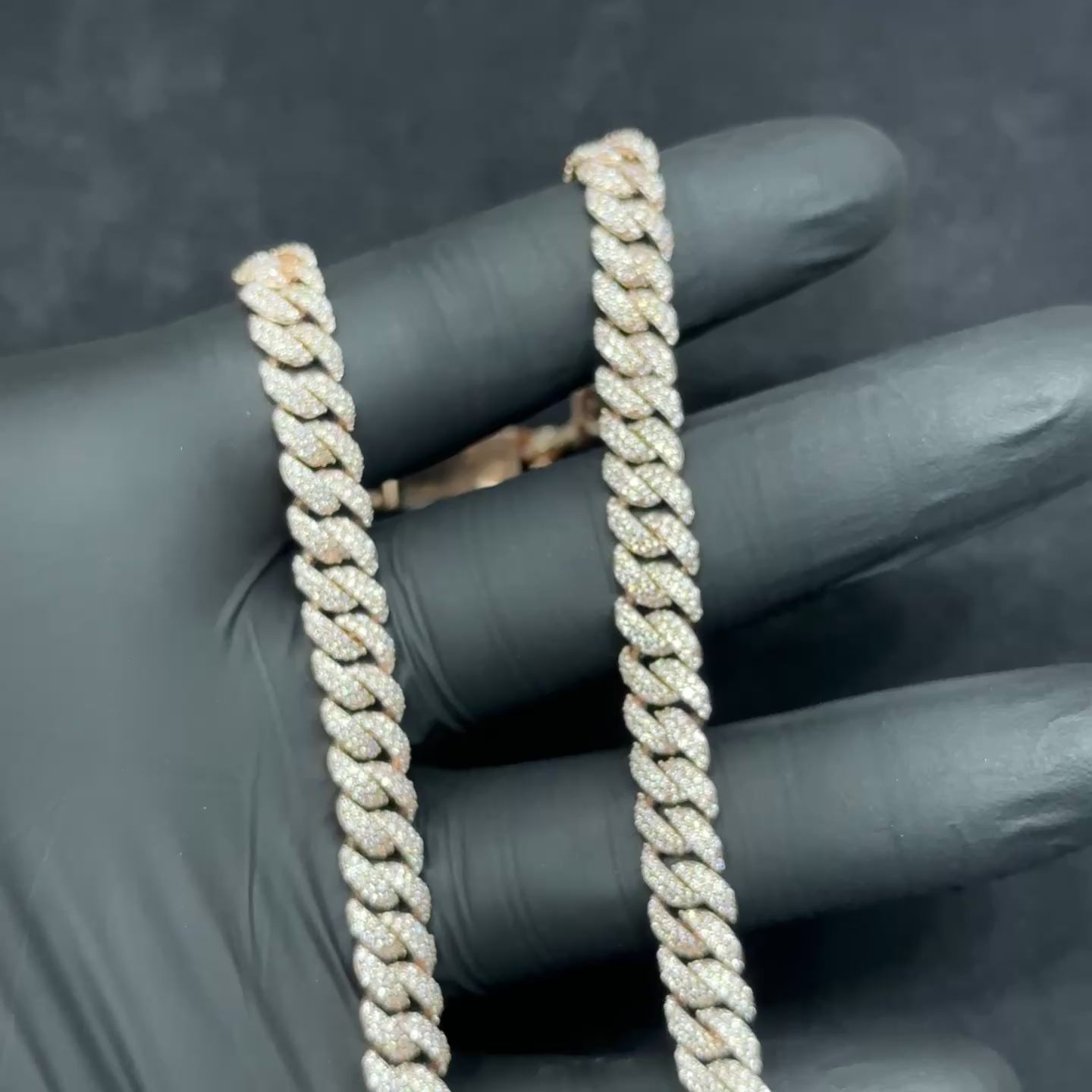 Rose Gold Coated 925 Sterling Silver with 17.6 CTW VVS Moissanite Cuban Chain