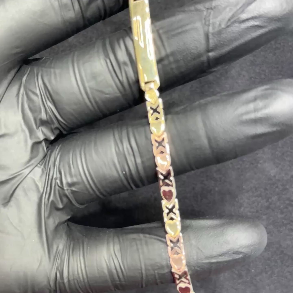 10K Two-Tone "XO" Style ID Bracelet For Kids