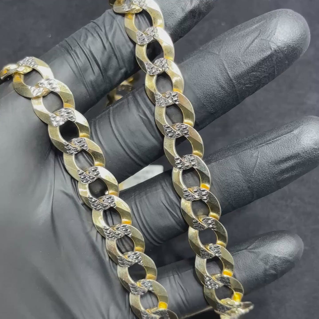 26" Diamond Cut Solid Gold Curb Cuban Chain 12mm for Men & Women