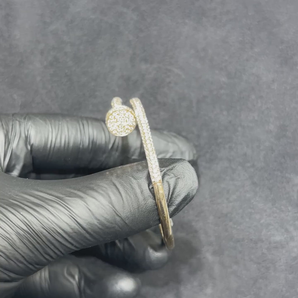 2.20 ctw Nail Style Natural Diamond Bangle 10k Yellow Gold For Women & Men