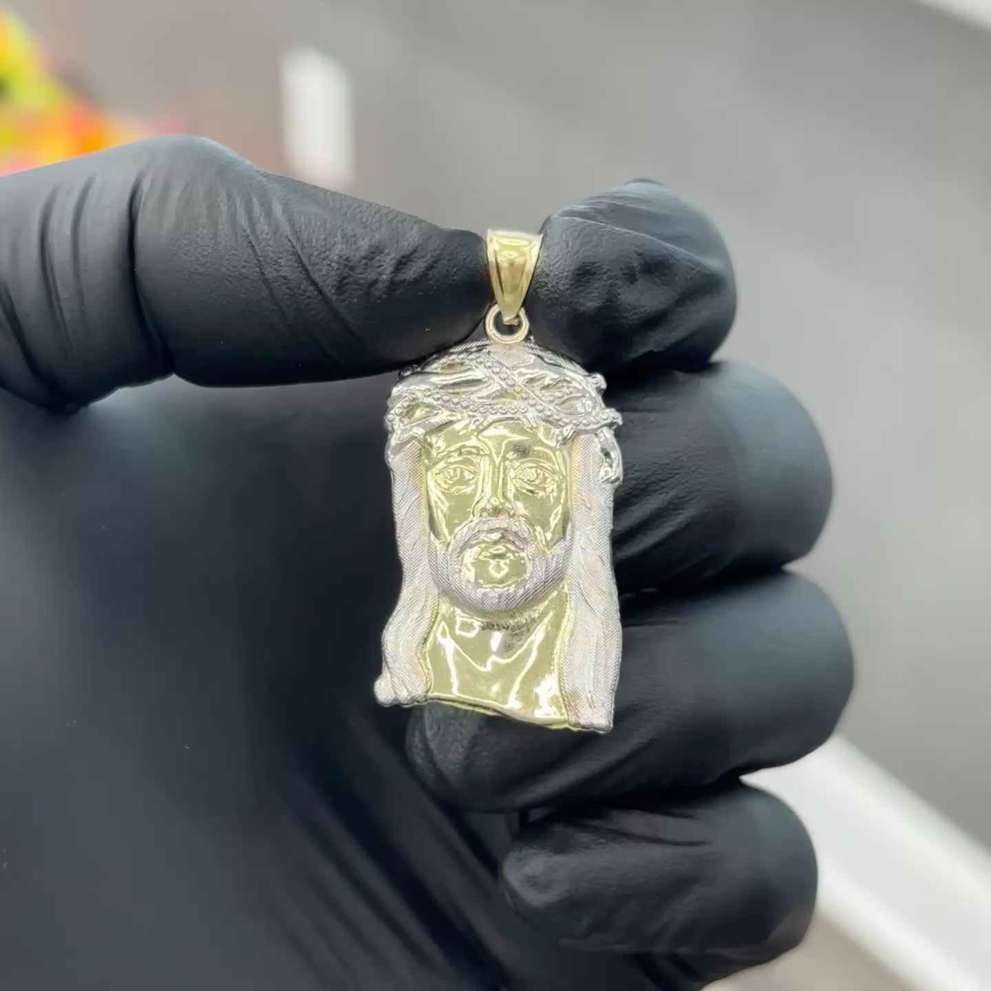 Jesus Face Charm 10k Two-Tone Gold Pendant