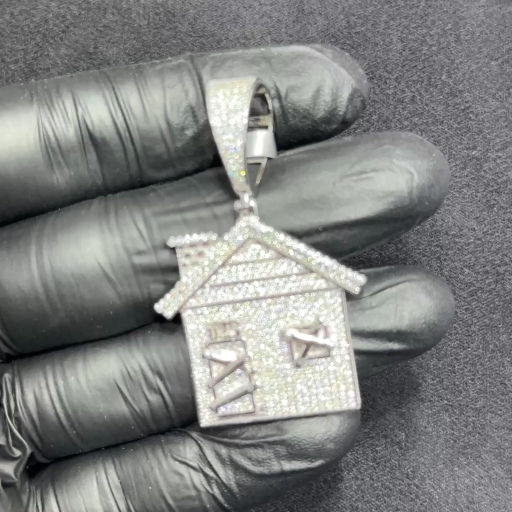 925 Silver Trap House with Baguette Moissanite 2.41 CTW Medium Size Adults