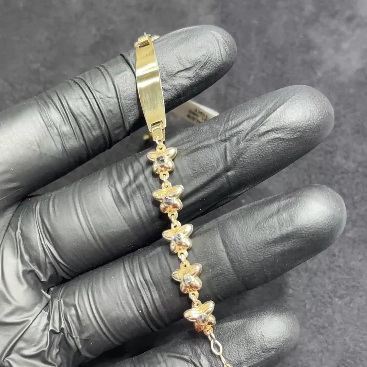 10k Gold Butterfly Style ID Bracelet For Kids 7"