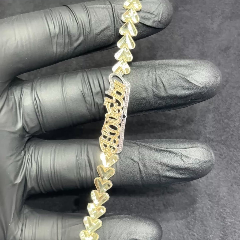 I Love You Bracelet with Heart 10k Gold 7 inches