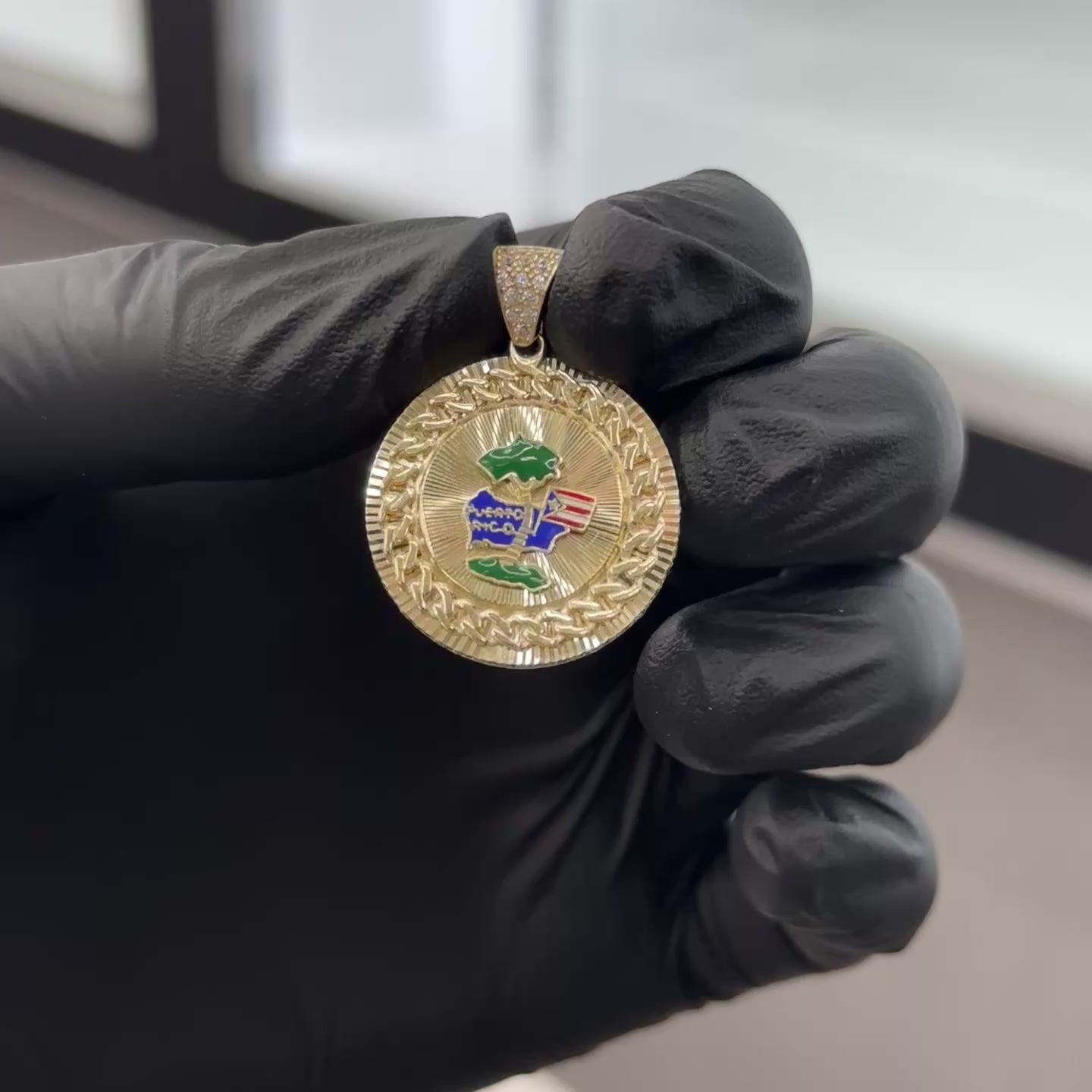 10K Solid Yellow Gold Puerto Rico Gold Charm Pendant