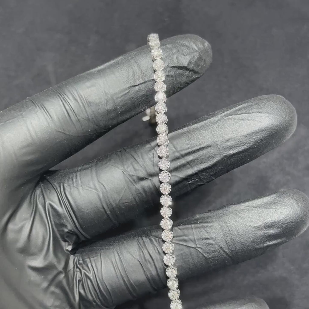 1.69tw Natural Diamond 10kt White Gold Circle Tennis Bracelet 7"