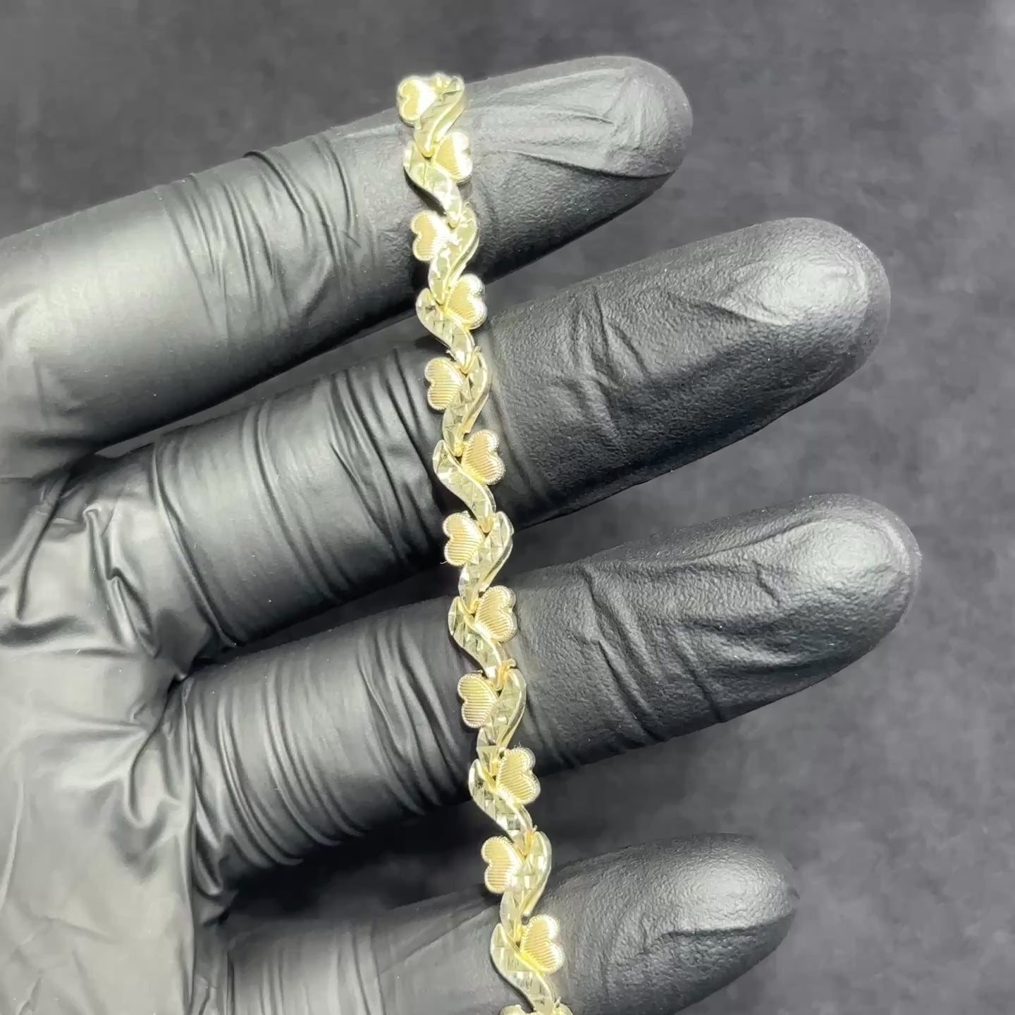 Infinity Heart Bracelet 10k Gold Fancy Cut for Woman 7 inches