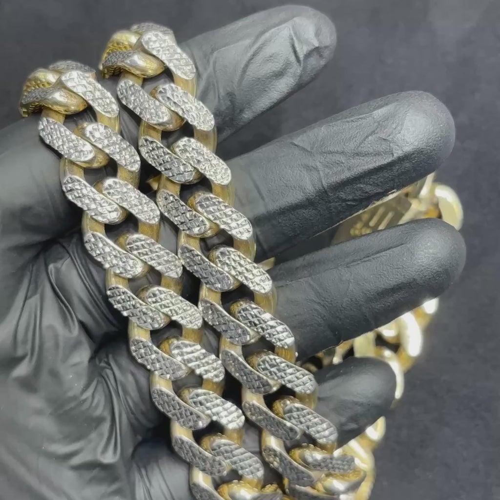 10k Gold Large 25.5" Diamond Cut Monaco Cuban Chain 15mm