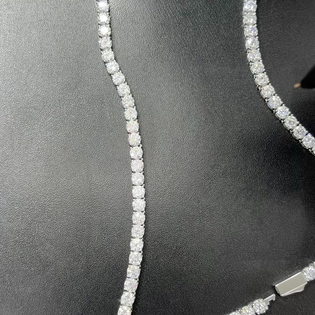 925 Sterling Silver 50 CTW Moissanite Tennis Chain 5mm 20"