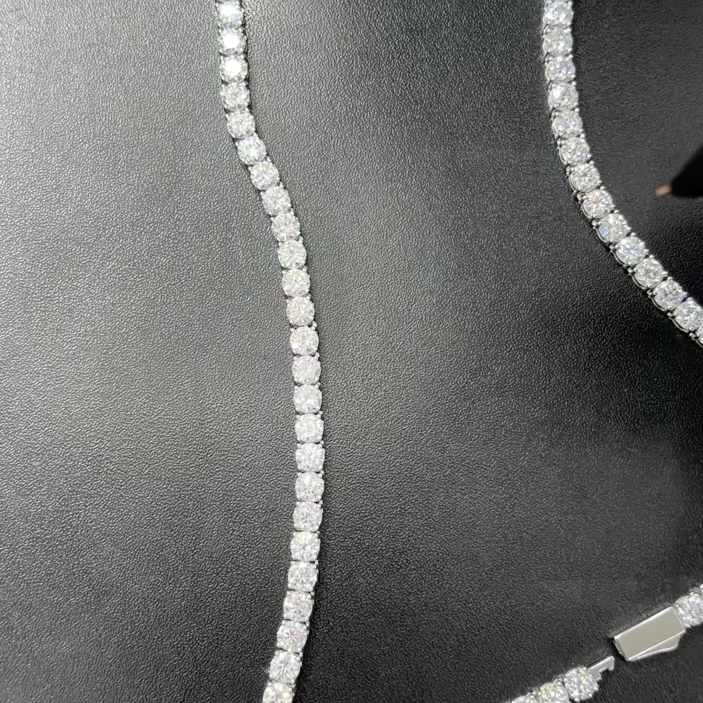 925 Sterling Silver 50 CTW Moissanite Tennis Chain 5mm 20"