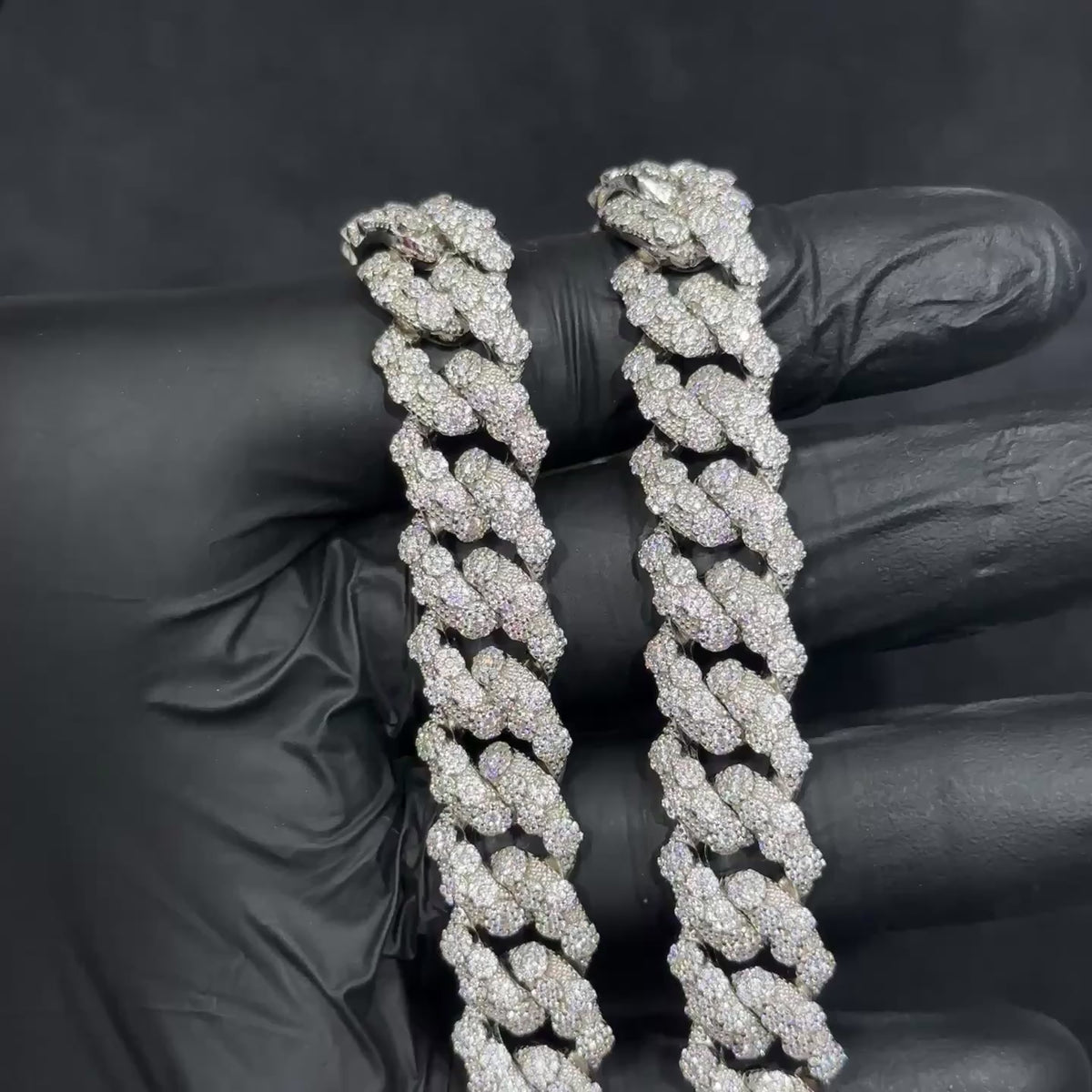 925 Sterling Silver With VVS Moissanite Moon Cut Style Cuban Link Chain