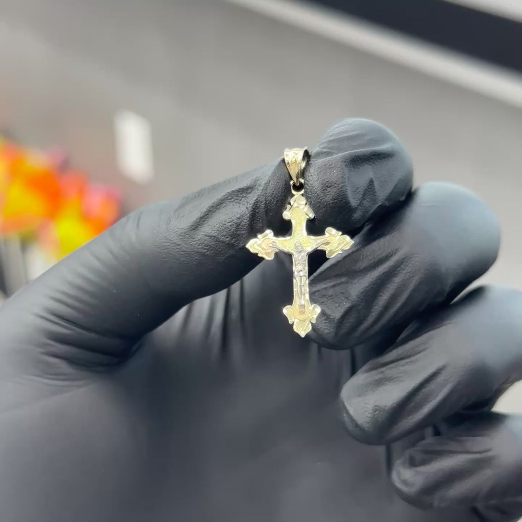 10k Two-Toned Gold Classic Crucifix Cross Charm Pendant