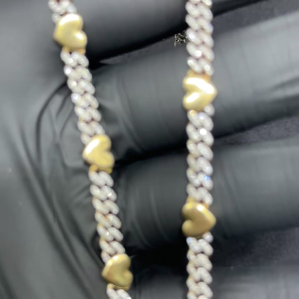 10k Solid Gold with Natural Diamond Cuban Chain with Heart
