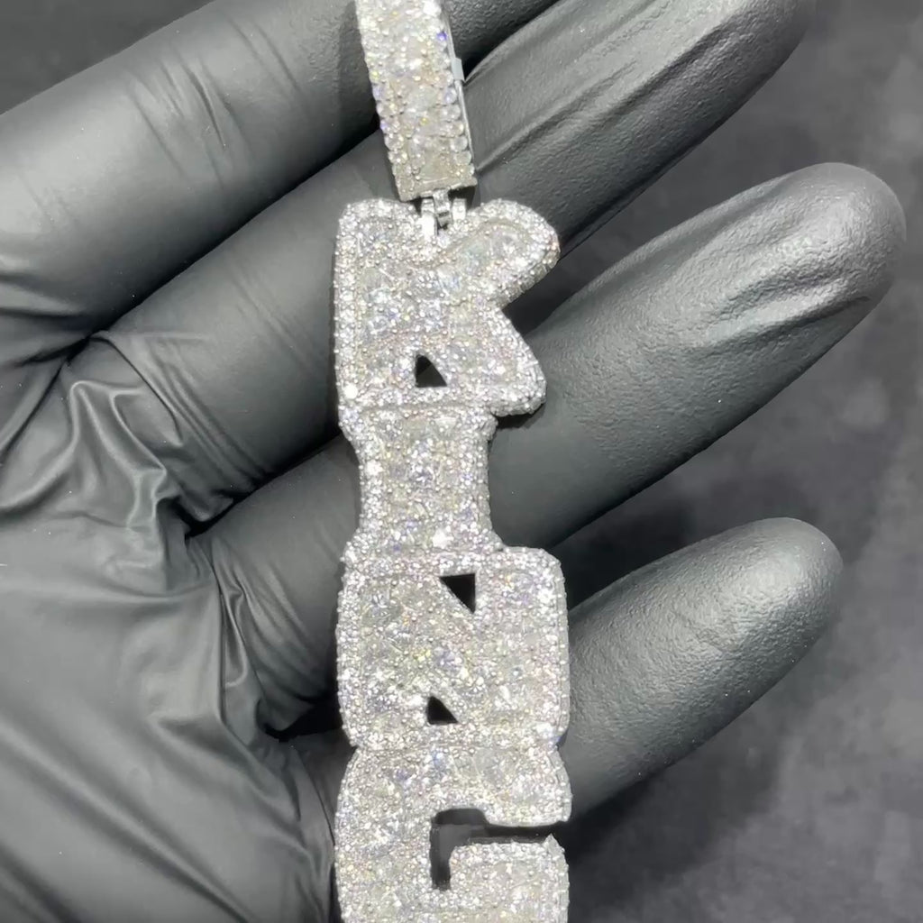 "KING" Letter Charm with Moissanite 9.30 CTW for Men