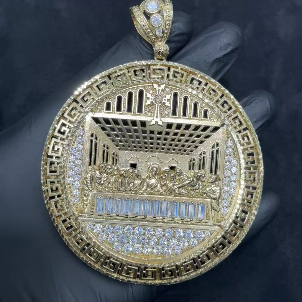Extra Large 10k Gold Last Supper with CZ