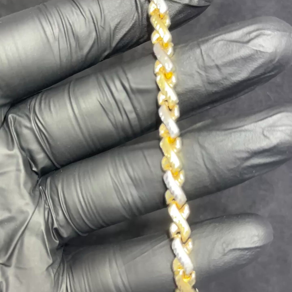 10k Gold Fancy XO Gold with Diamond Cut Woman Bracelet