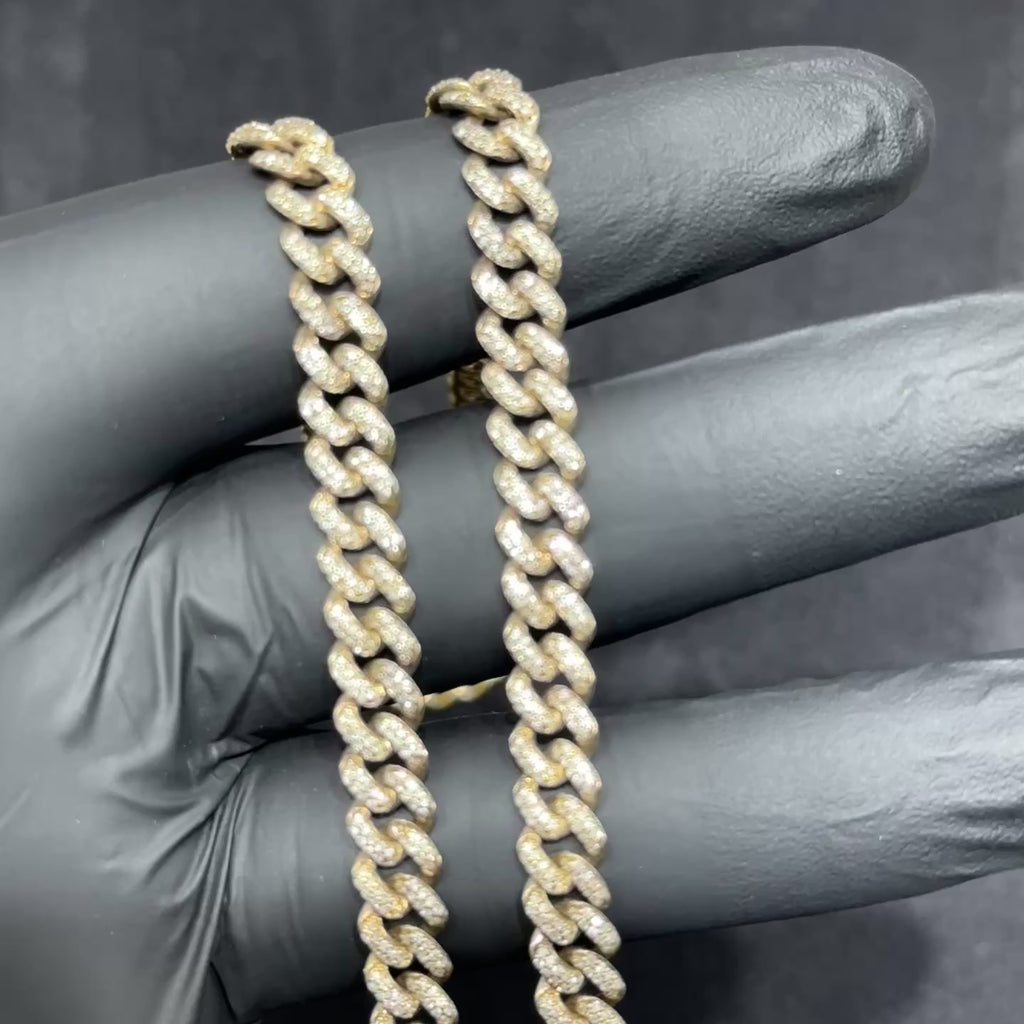 10k Natural Diamond 15.8 CTW Cuban Chain Solid Gold For Men & Women