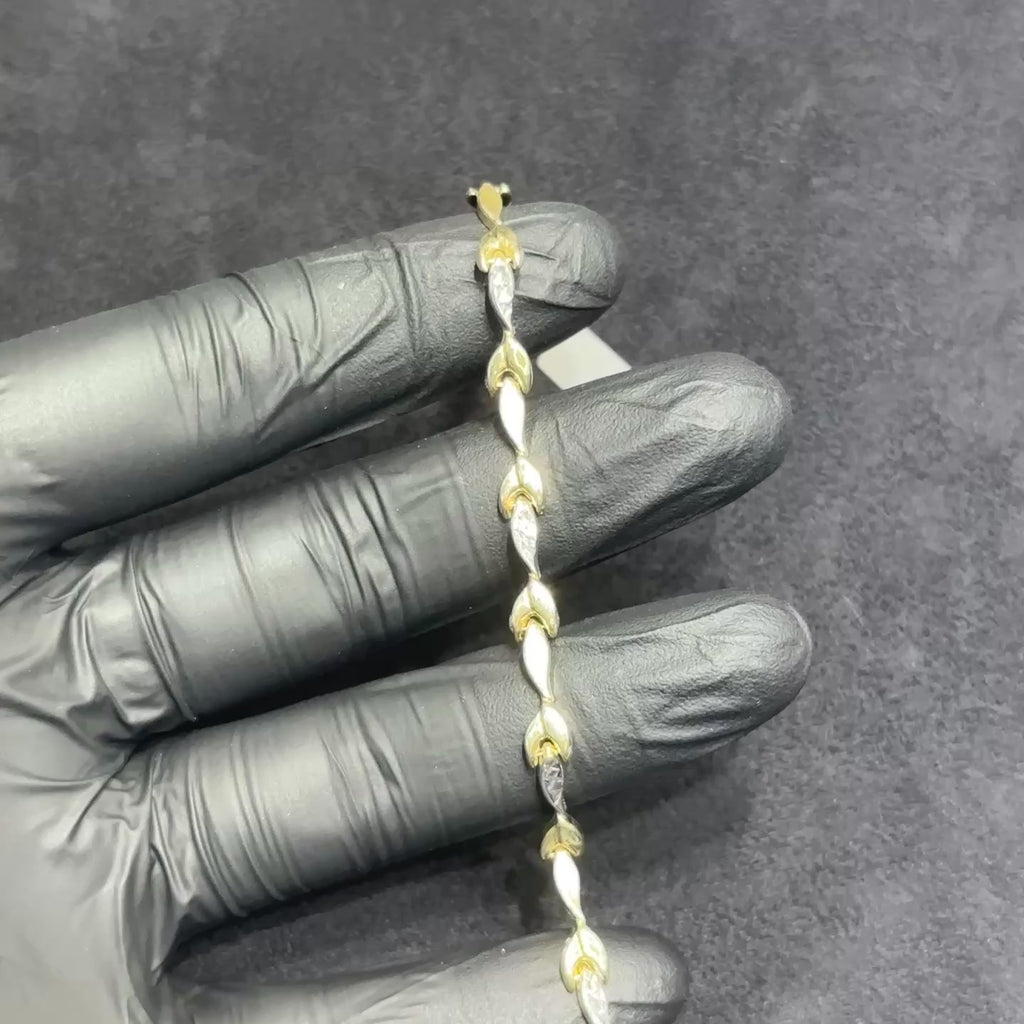 Teardrop Bracelet 10k Yellow Gold Diamond Cut Woman Man Adults