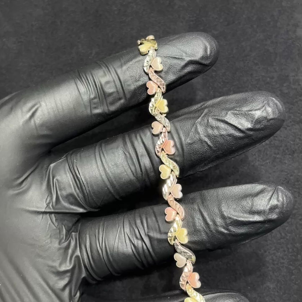 10k Heart Bracelet for Ladies Yellow Rose White Gold 3 Color Ladies Woman