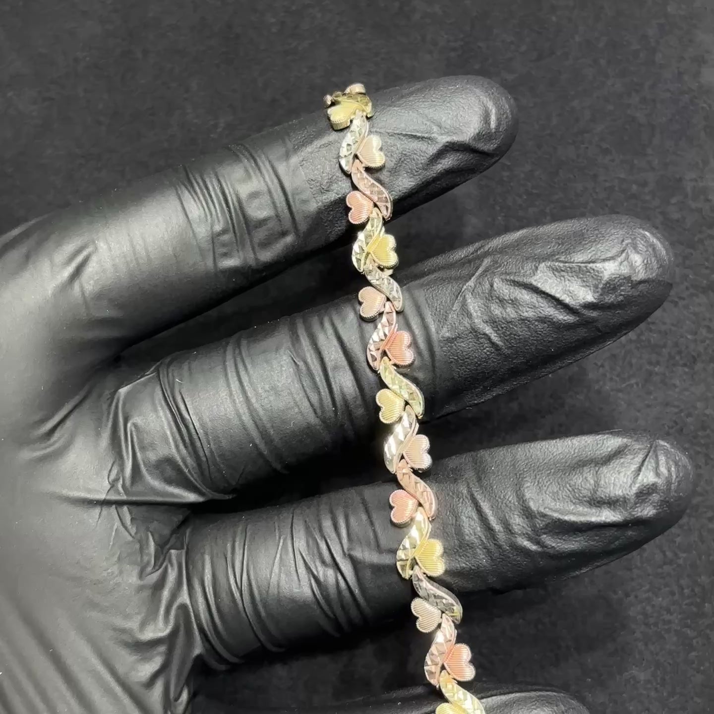 10k Heart Bracelet for Ladies Yellow Rose White Gold 3 Color Ladies Woman