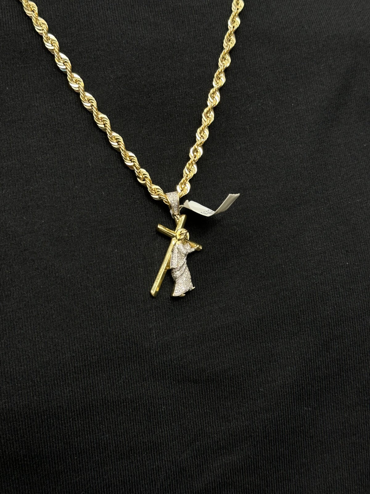 Jesus with Cross Pendant Charm 10K Real Gold 1.05CTW Real Diamonds