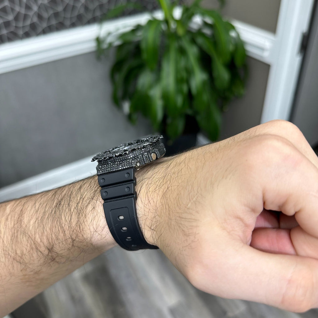 Black Moissanite Watch Man with Thorn Lab Diamonds