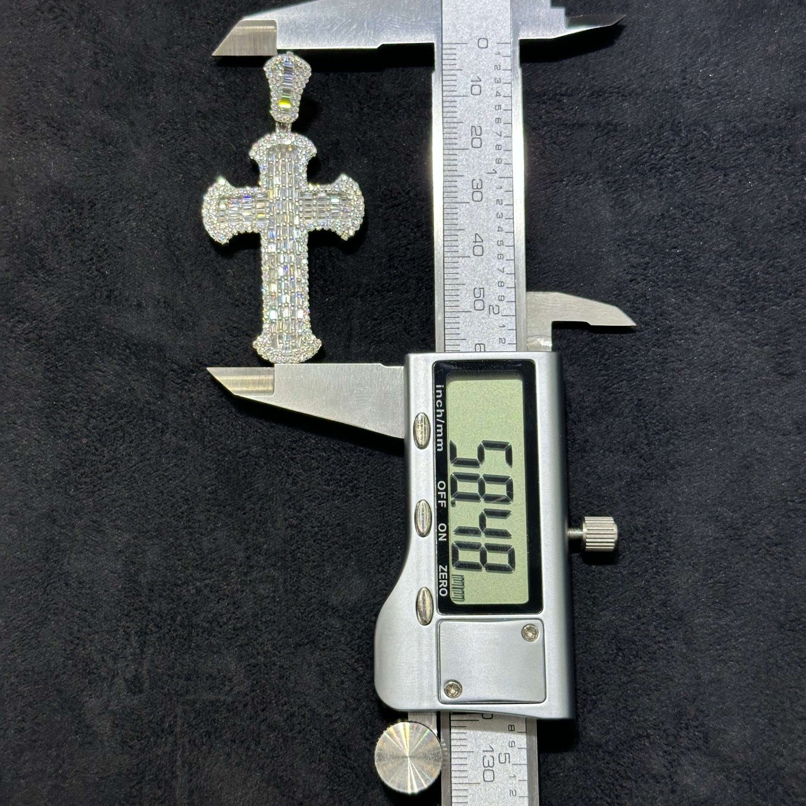 4.21 Ct Round Cut Natural Moissanite Men's Cross Pendant in 925 Sterling Silver