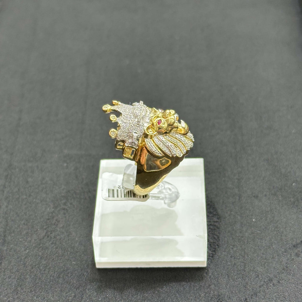 Natural Diamond Leon Head Ring 10k Gold Ring Man 0.5 ctw