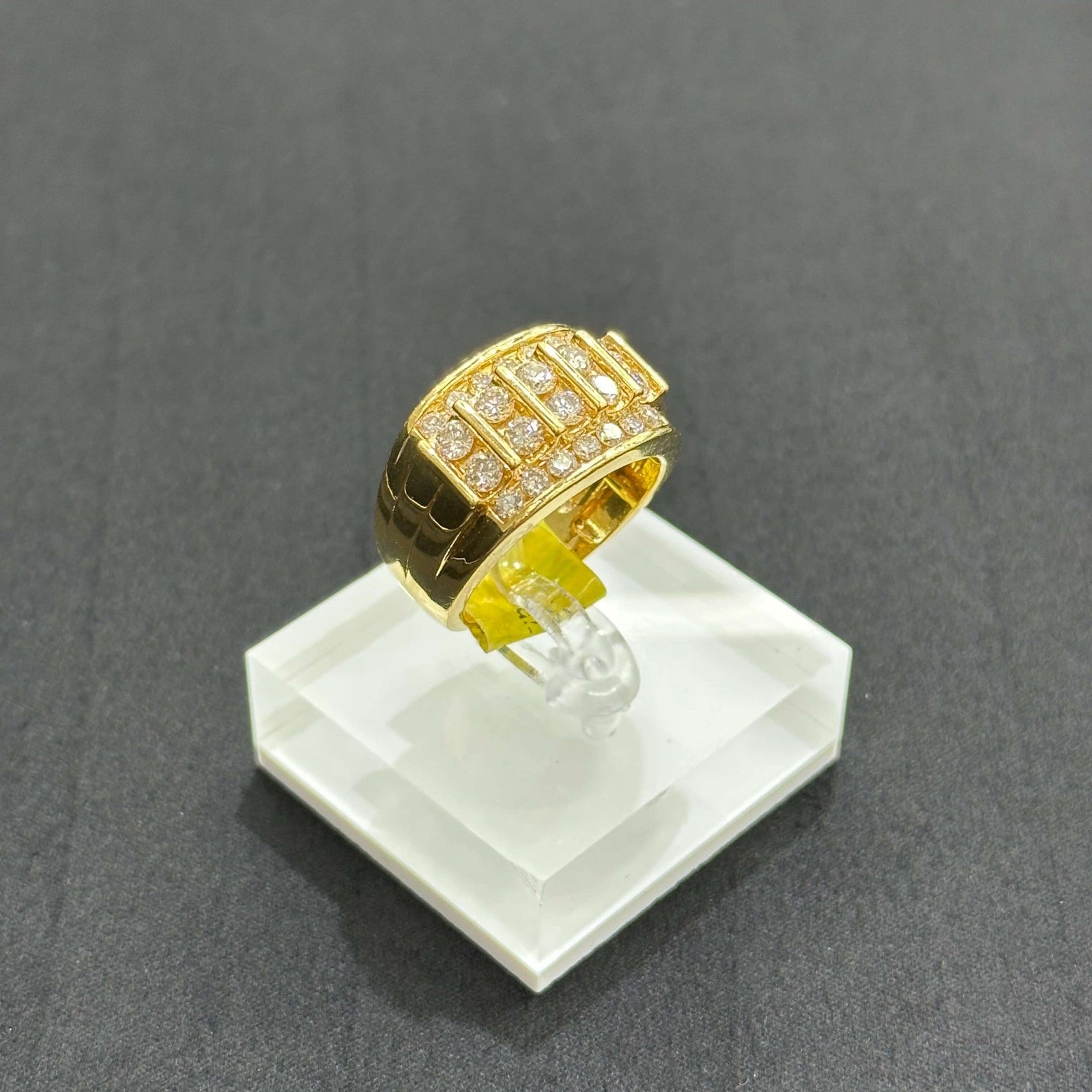 10k Man Ring Band With Natural Real Big Diamonds 2.00 CTW