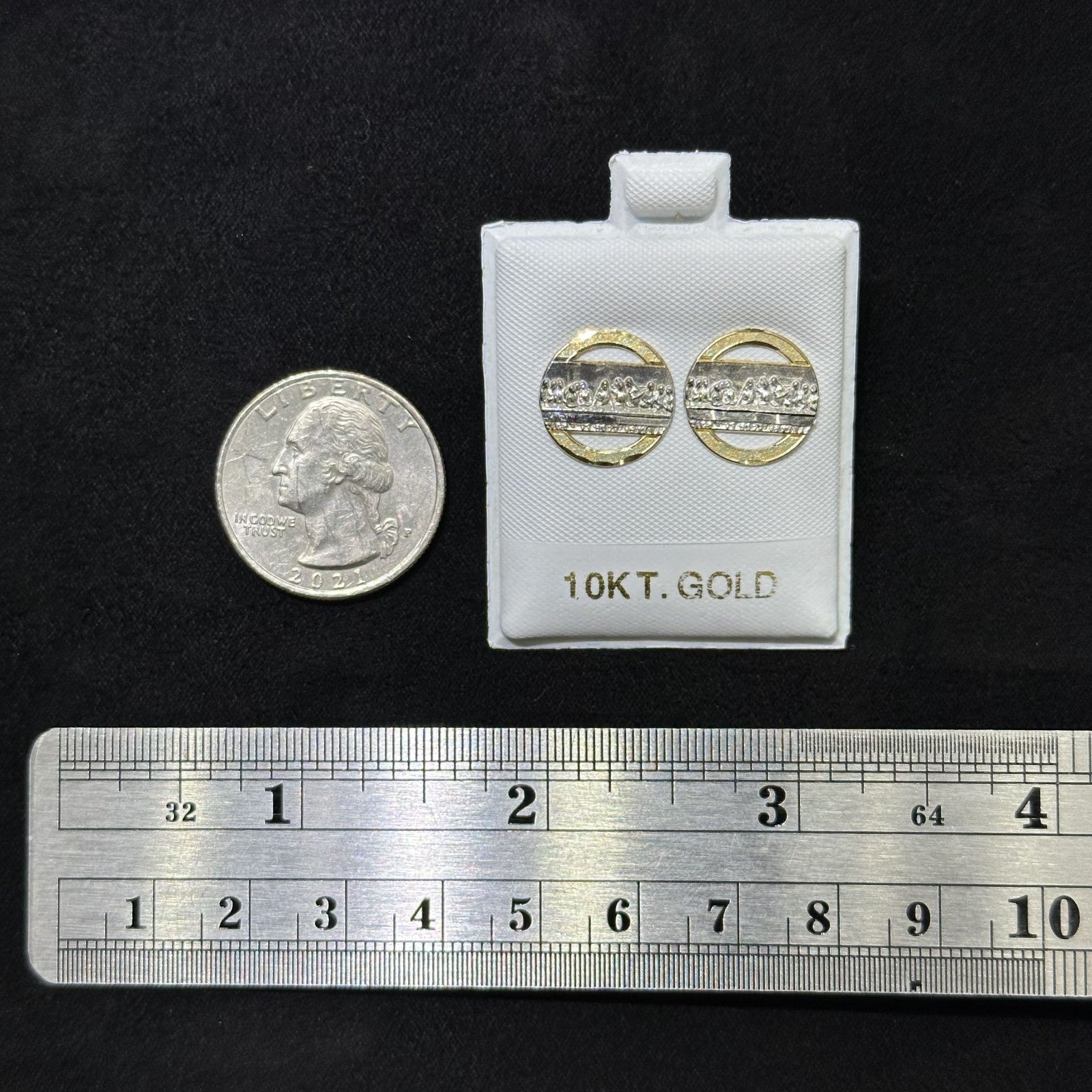 10k Gold Earrings Last Supper Diamond-Cut Last Supper Round Shape