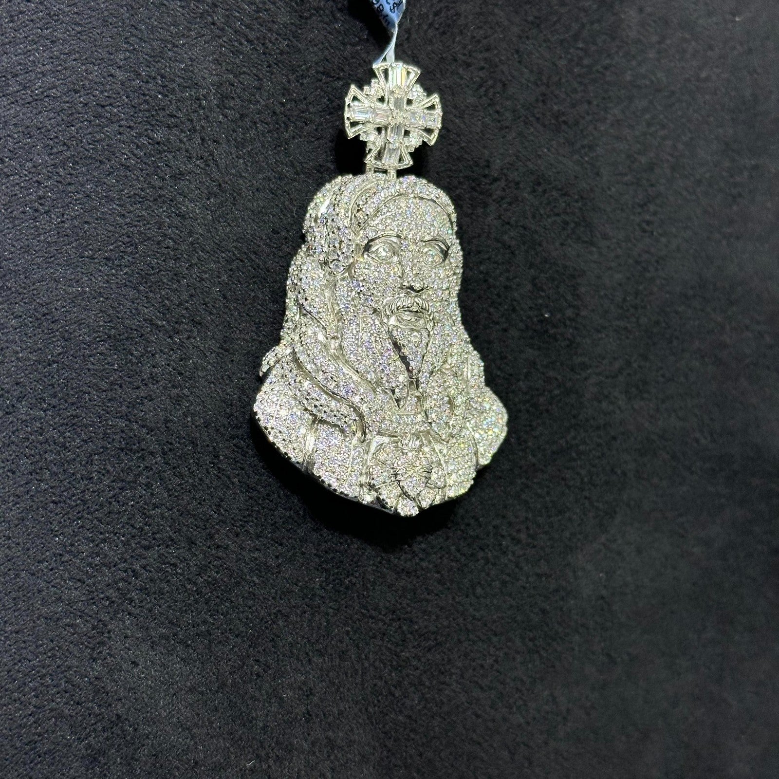 Large Jesus Charm 6.39 CTW .925 Silver Moissanite VVS D Passes Tester