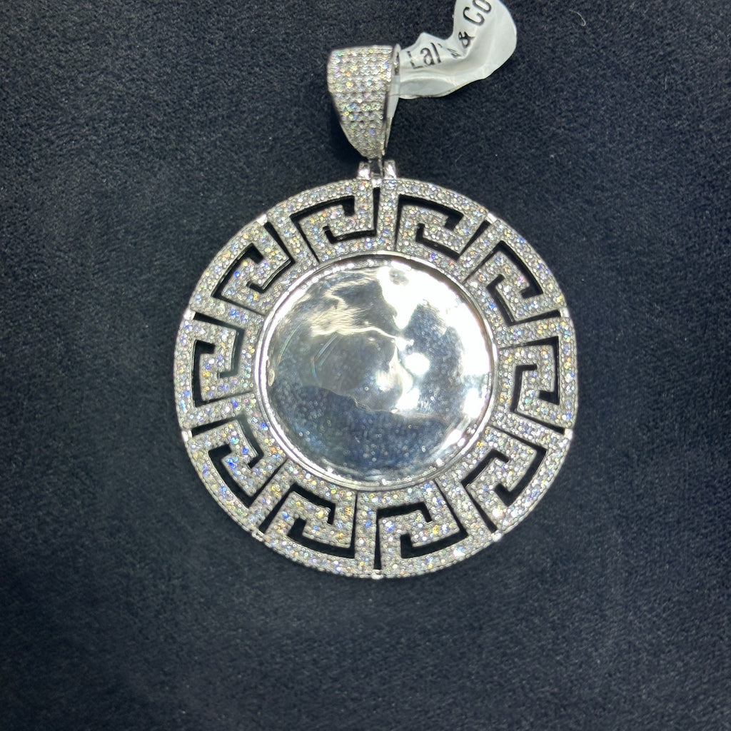 Moissaic Style Picture Memorial Pendant 925 Silver with Moissanite Passes Tester