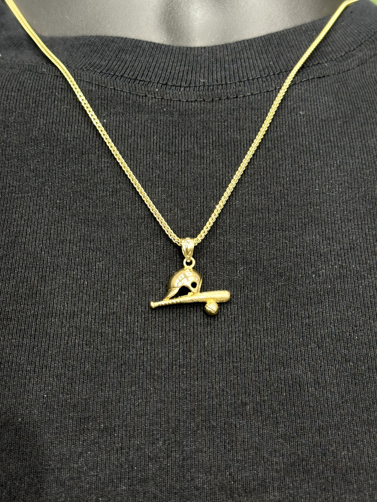 10K Yellow Gold Baseball Baseball Bat Charm Pendant