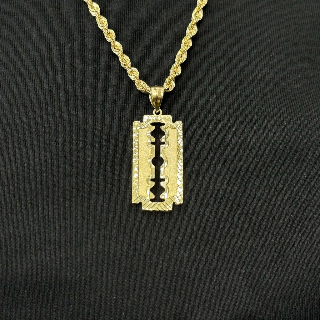 10k Real Gold Charm Razor blade Pendant Hip Hop Fashion