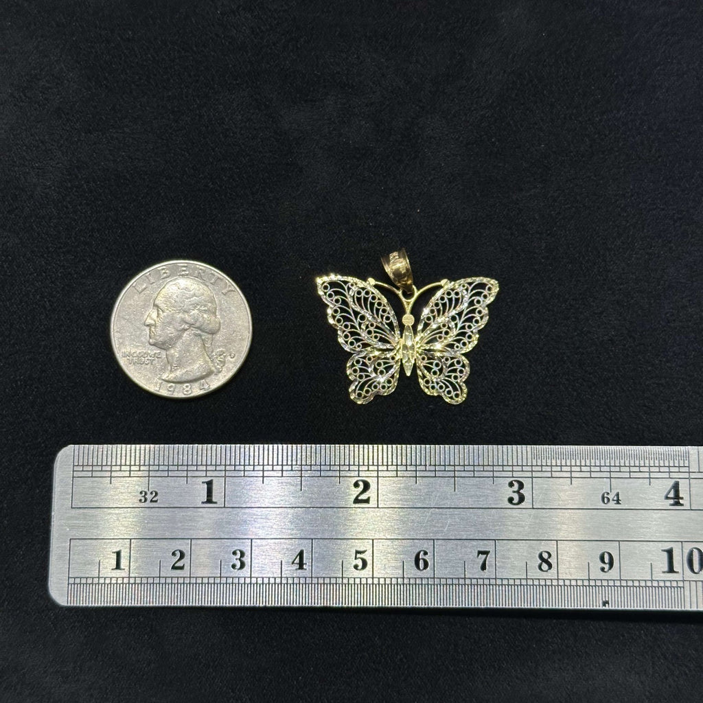 10k Real Gold Charm Butterfly Pendant Women's Jewelry