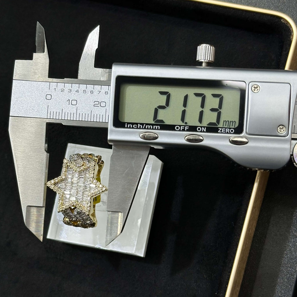 David Star Natural Diamond Ring with 10k Yellow Gold Male Female All SIZE