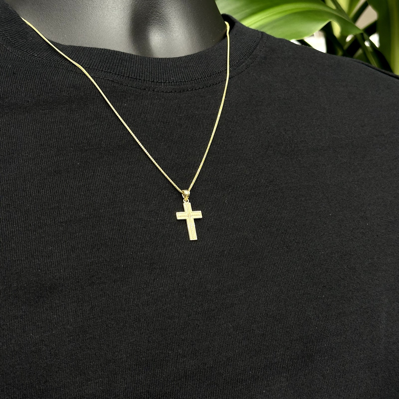 Real Solid 10K Yellow Gold Polished Small Cross Charm Pendant