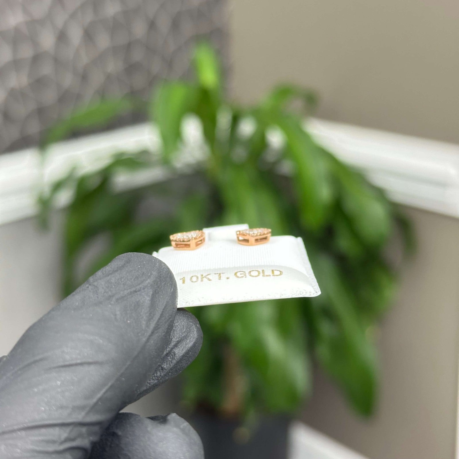 Natural Diamond Heart Shaped Earrings 10K Real Rose Gold 0.38 CTW