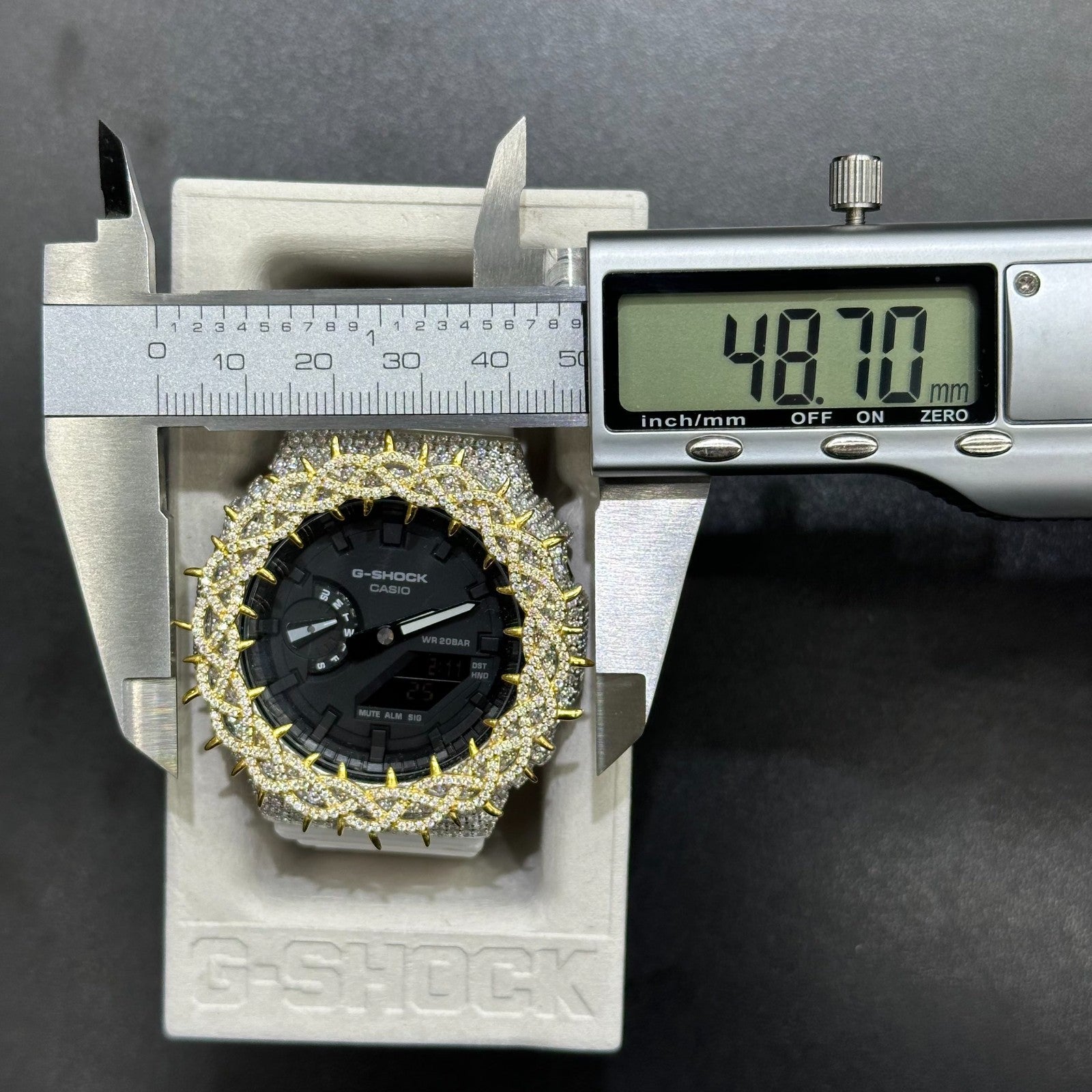 Men Moissanite Real 925 Silver Iced Watch with Thorn and Rubber Band