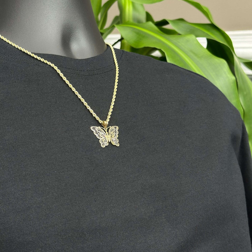 10k Real Gold Charm Butterfly Pendant Women's Jewelry