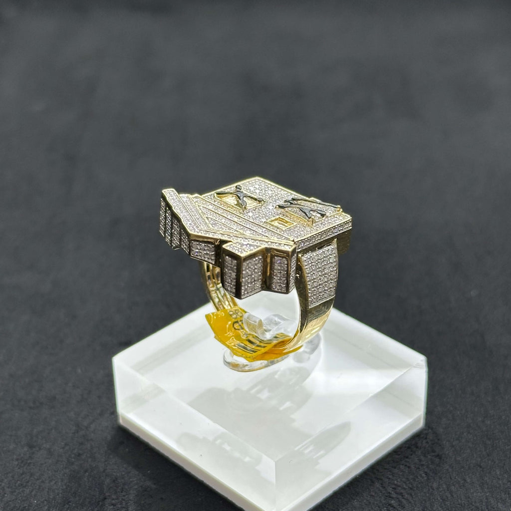Trap House Ring Natural Diamond 1.30 ct with 10k Yellow Gold Man ALL Sizes