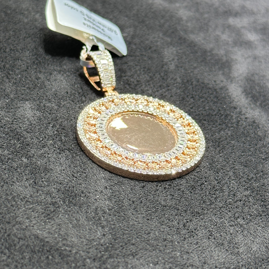 Picture Charm 925 Rose Gold Plated Silver with Moissanite 3.05 CTW