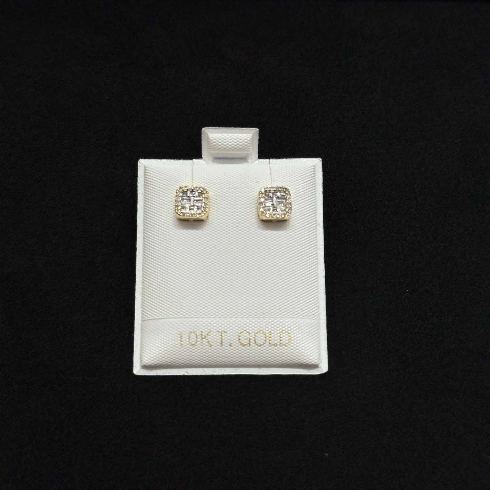 Genuine Natural Diamond Square Stud Earrings (.28 CTW) 10k Real Gold