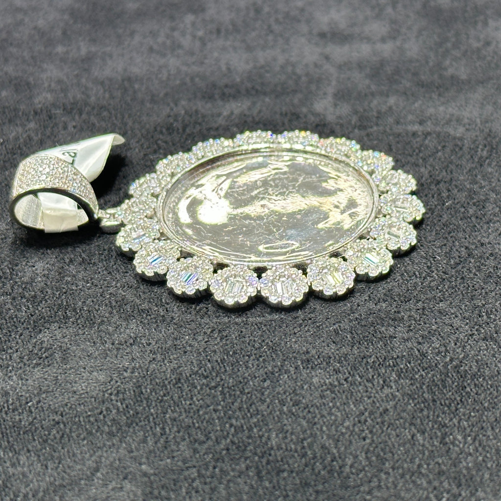 Round Moissanite 6.4 CTw Picture Charm Sterling Silver Passes Tester