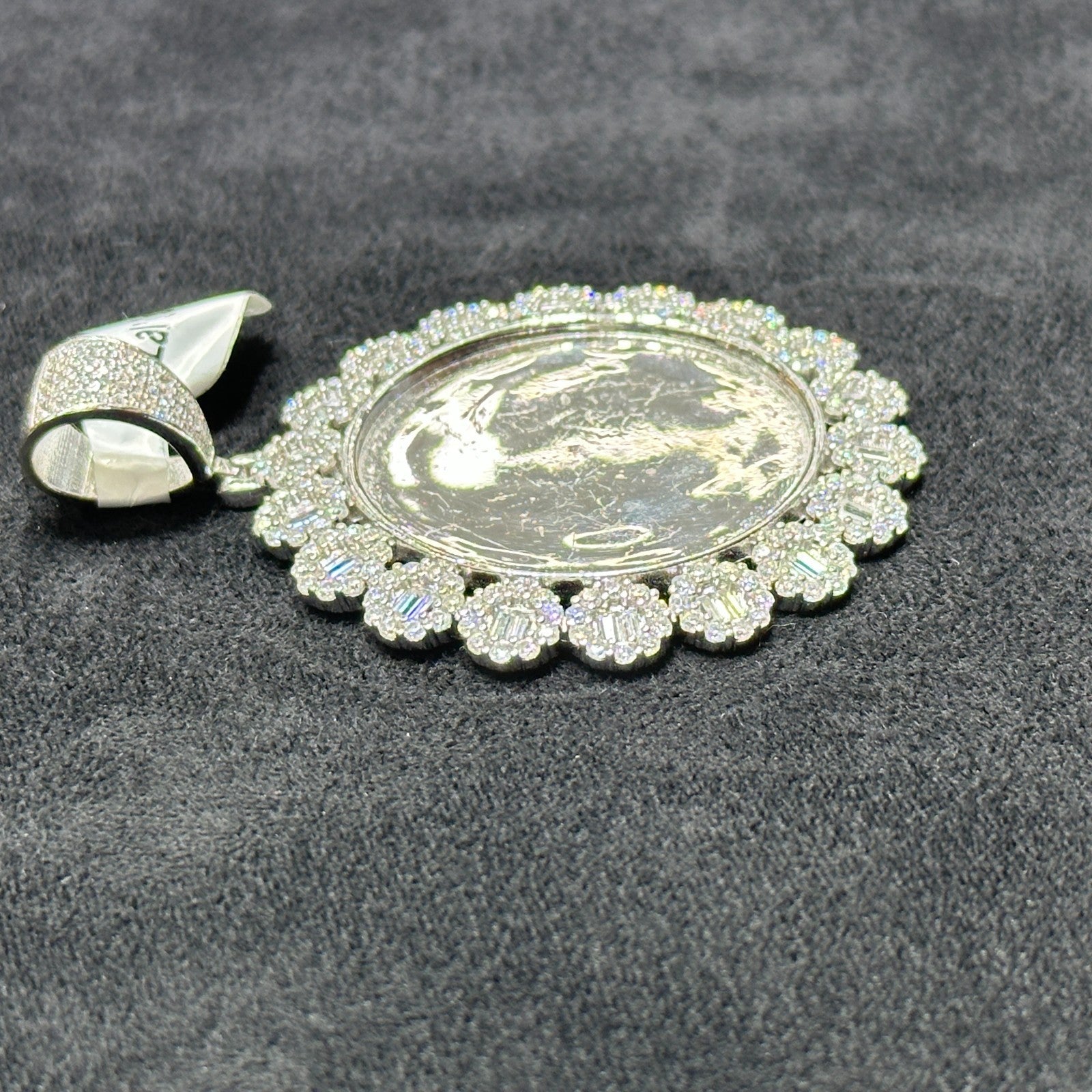 Round Moissanite 6.4 CTw Picture Charm Sterling Silver Passes Tester