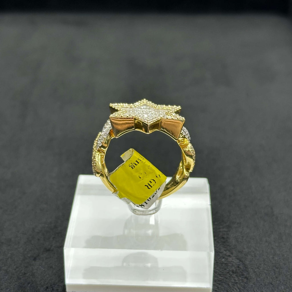 David Star Natural Diamond Ring with 10k Yellow Gold Male Female All SIZE