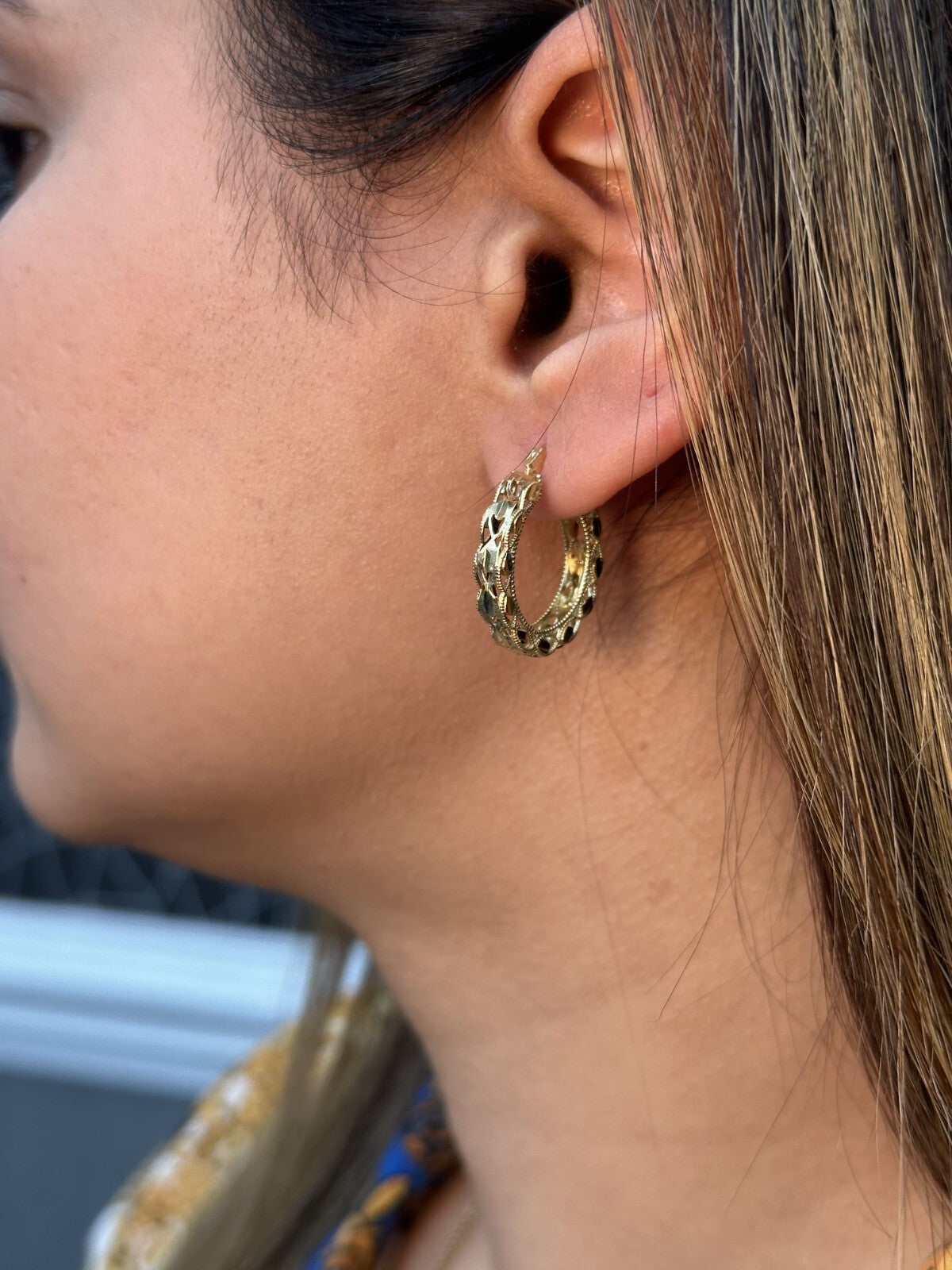 Fancy Turkish Earrings for Woman 10k Yellow Gold