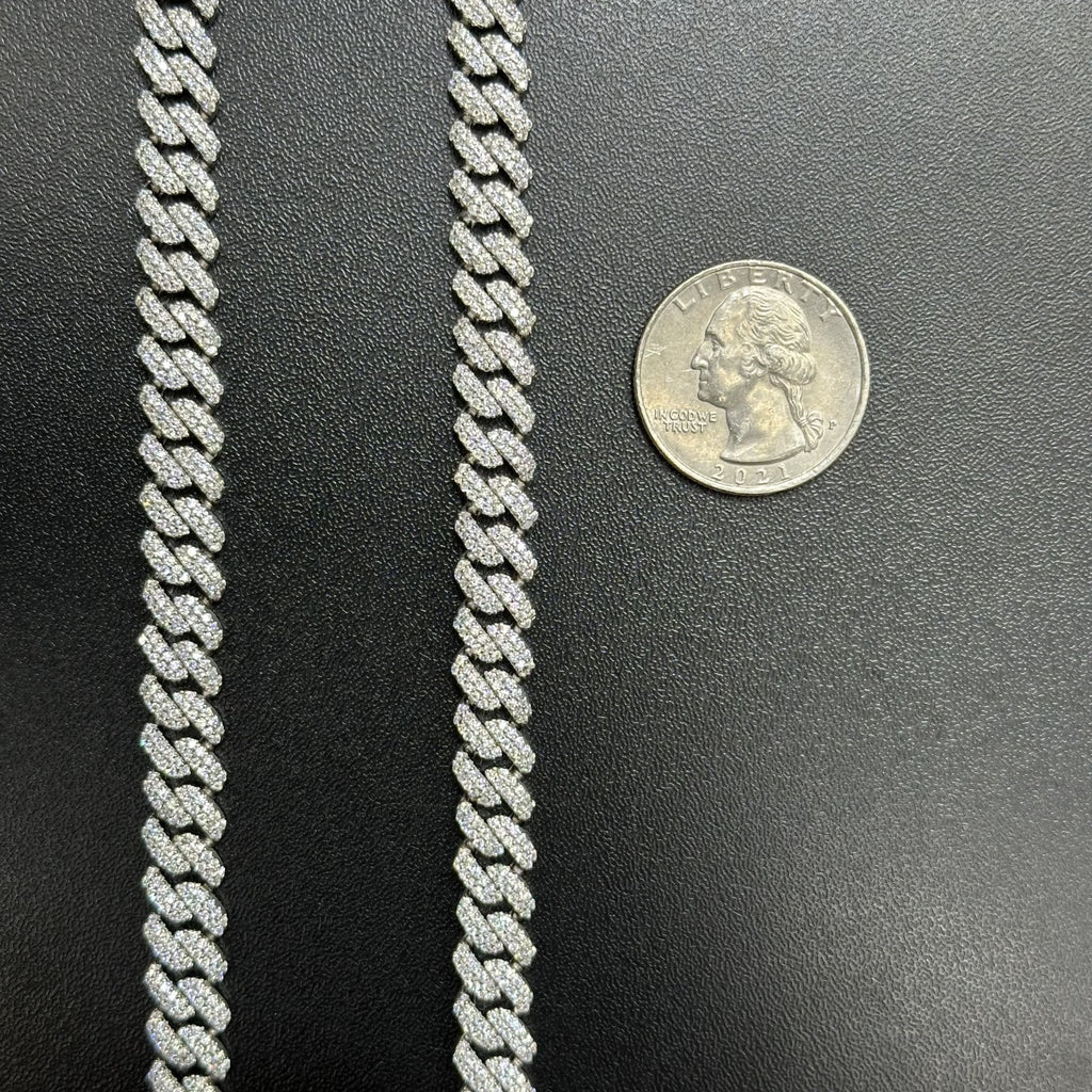 MOISSANITE Real Miami Cuban Link 8MM Chain Iced Hip Hop 925 Silver Necklace