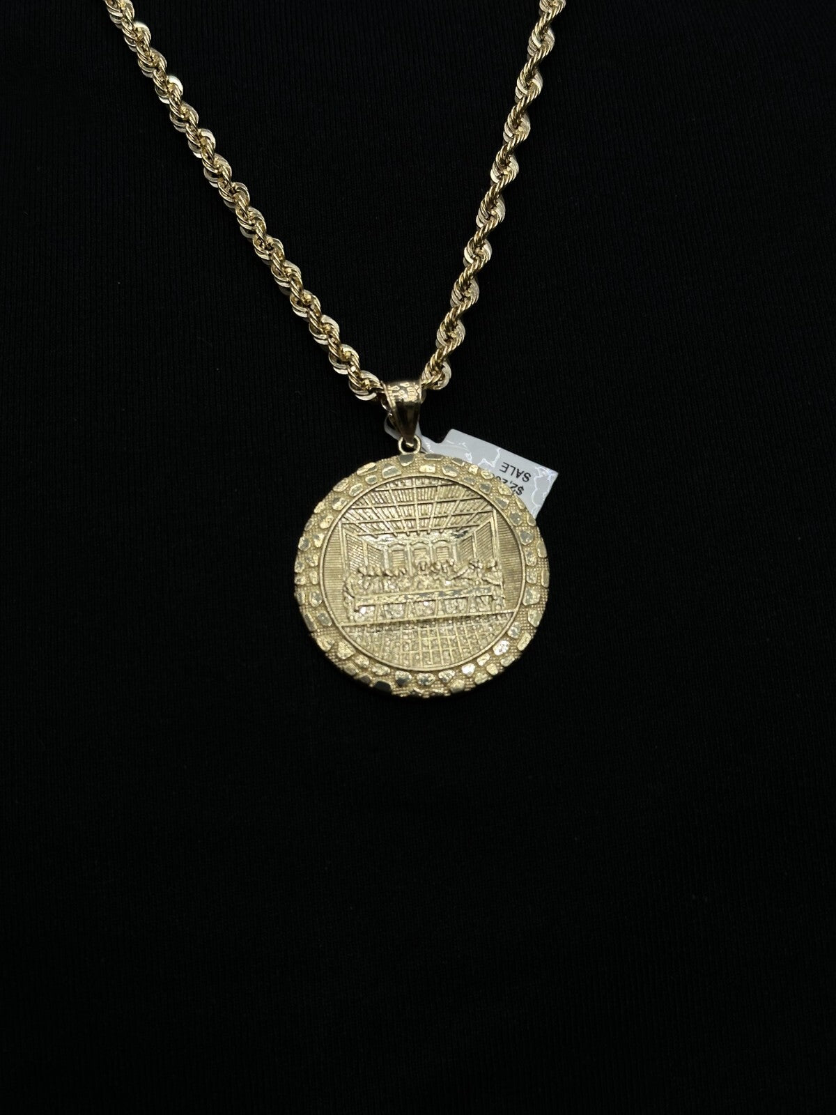Round Last Supper Charm with Nuggets 10k Real Gold